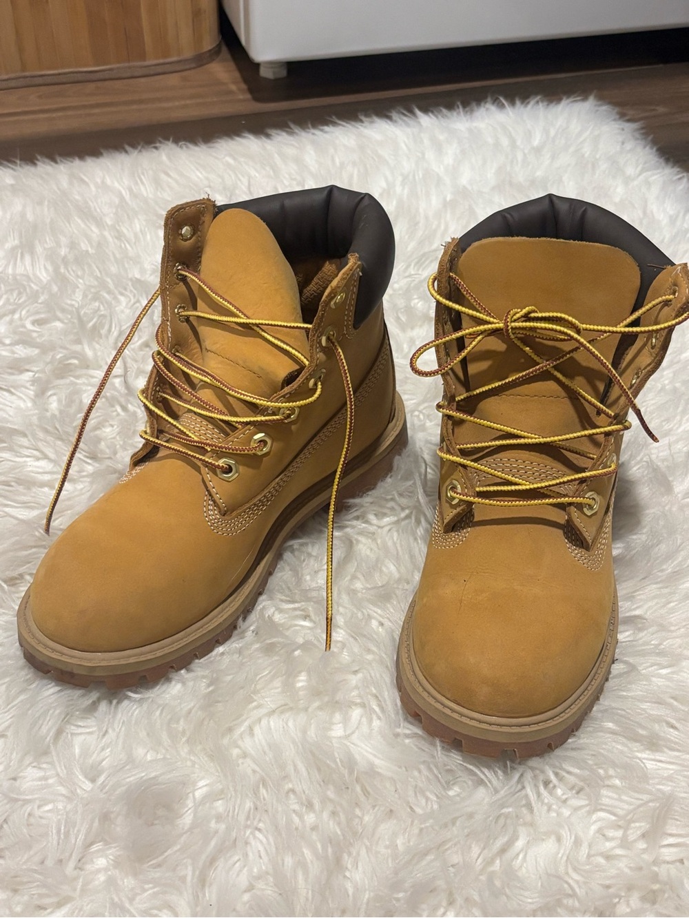 Timberland Wheat and Dark Brown Padded Collar Boots